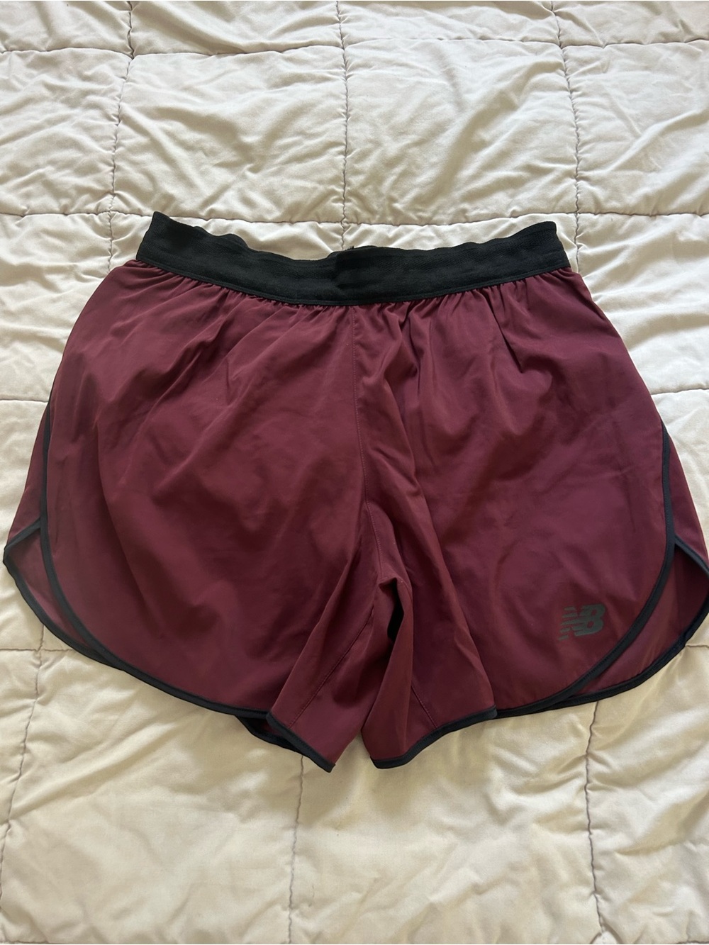 New Balance Women's Maroon Athletic Shorts with Black Trim